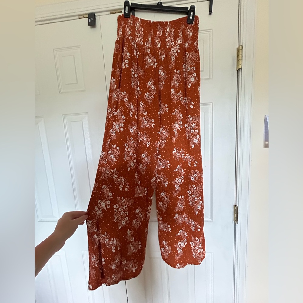 Three Dots orange flowy pants